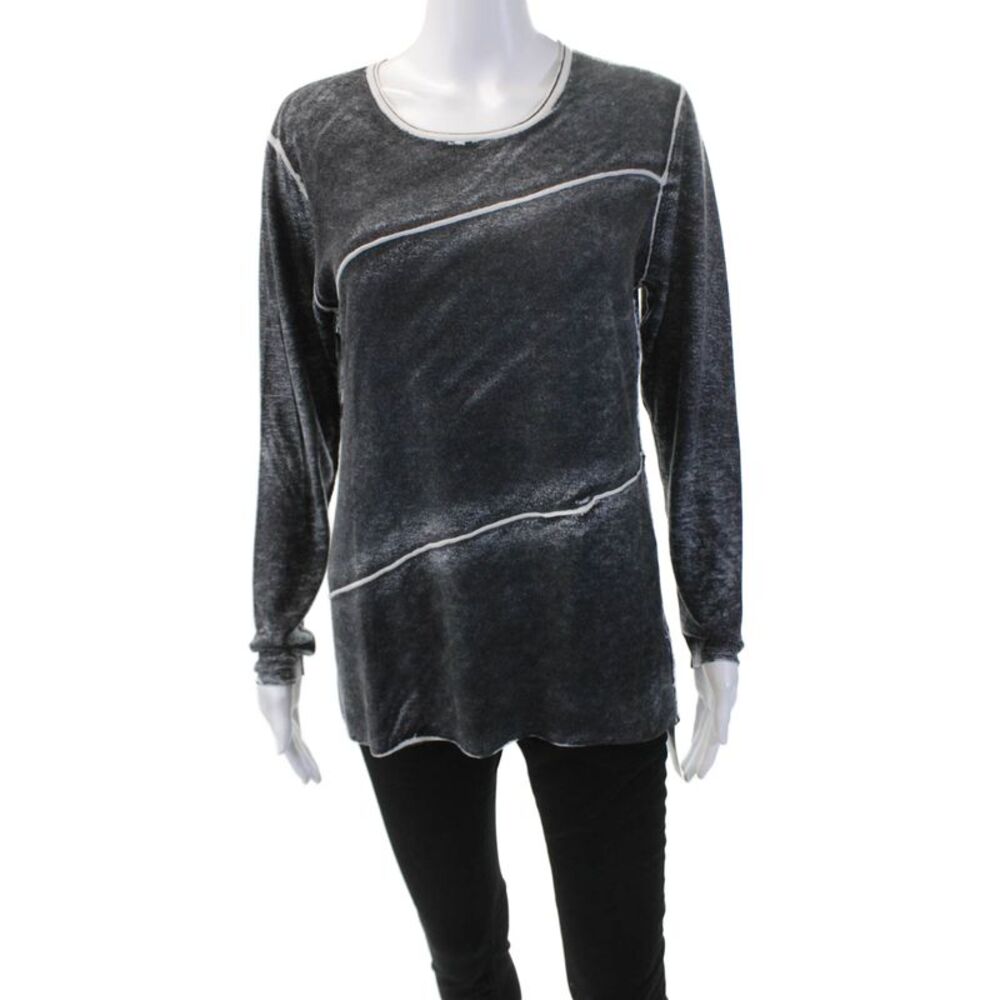 Designer Womens Bamboo Soft Long Sleeve Pullover Knit Sweater Gray Size M
